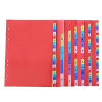 Coloré 11 trous A4 pages d'index en plastique classeur à feuilles mobiles PP gestion numérique école dossier modèle boîte séparateur de fichiers Page