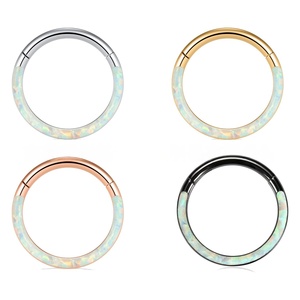 <span class=keywords><strong>Anello</strong></span> a cerchio in acciaio inox 316L <span class=keywords><strong>per</strong></span> le donne uomo opale setto <span class=keywords><strong>anello</strong></span> Clicker conchiglia elicoidale orecchini Piercing gioielli - Product Image 1
