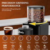 Moulin à café, moulin à café conique électrique, 25 paramètres de mouture réglables pour expresso French Press Drip