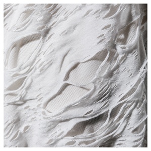 Tissu tricoté élastique blanc irrégulier à découpe irrégulière et à trous, pour vêtements de créateur - Product Image 3