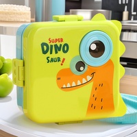 Boîte à bento ESTICK Lattice, boîte de rangement alimentaire en plastique avec couvercle, motif dinosaure, compatible micro-ondes, capacité 1-2L, usage adulte, usage domestique