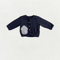 Cardigan doublé à poches contrastantes pour tout-petits, veste décontractée douce pour bébés garçons et filles, printemps automne, maternelle, photographie