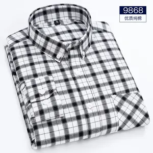 Wholesale Fashion Style Causal Long Sleeve Business Plaid Fit Plus Size Shirt For Men