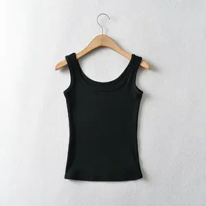 Camiseta sin mangas de algodón con logo personalizado para mujer, retales de alta calidad, sin mangas, para fitness, venta directa de fábrica