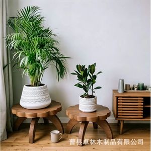 Cross-border wooden plant <b>stand</b> flower <b>pot</b> display rack base floor simple potted plant <b>stand</b> solid wood height stool - Product Image 3