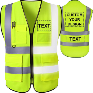 Tùy chỉnh khả năng hiển thị cao phản quang an toàn <span class=keywords><strong>vest</strong></span> người đàn ông Polyester Chất liệu lưới có tính năng Logo Túi xây dựng an ninh bảo hộ lao động - Product Image 1