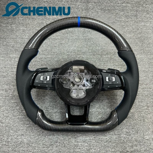 Volante Deportivo de Cuero y Fibra de Carbono para VW <span class=keywords><strong>Golf</strong></span> 5 6 <span class=keywords><strong>7</strong></span> R MK5 MK6 MK7 MK7.5 Gti Polo GTI Passat B7/B8 con Franja Azul - Product Image 1