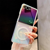 Casing Magnetik Laser Pelangi Aurora Gradien untuk Samsung Galaxy Z Fold 7 6 5 4 3 ZFlip 7 6 5 4 3 Penutup Berwarna Transparan