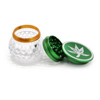 Penggiling Tembakau/Herbal 2 in 1 dari Aluminium Alloy 3 Bagian Baru dari EU, Dilengkapi Stoples Penyimpanan Besar dari Kaca, Aksesoris Mesin Merokok