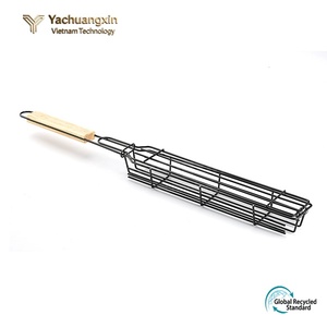 Parrilla para salchichas de acero inoxidable, parrilla con mango de madera, parrilla para barbacoa, red para barbacoa, pinza para barbacoa, herramientas para barbacoa de camping - Product Image 3