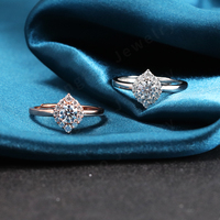 Bague de mariage Yingtuo Jewelry de luxe réglable en argent 925 plaqué or 18 carats avec moissanite taille marquise