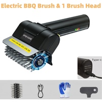 Brosse de nettoyage électrique rotative haute puissance pour barbecue, batterie 2000 mAh, 1100 tr/min, sans fil, rechargeable, poils en acier inoxydable