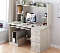 Bureau moderne en bois avec compartiments pour ordinateur, blanc, pour bureau à domicile ou salle d'étude, avec huche