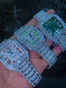 Montre de plongée mécanique en acier inoxydable, lunette sertie de diamants, cadran en saphir, bracelet en moissanite, date automatique, montre unisexe tendance - Product Image 6