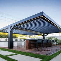 Fabrication d'espaces de vie extérieurs Pergolas à persiennes étanches en aluminium traité thermiquement avec revêtement en poudre LED Design moderne