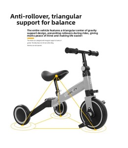 <span class=keywords><strong>Tricycle</strong></span> pour enfants personnalisé pour le commerce extérieur, pour garçons et filles, draisienne évolutive 3-en-1 multifonctionnelle pliable en métal, pour les 2-4 ans - Product Image 5