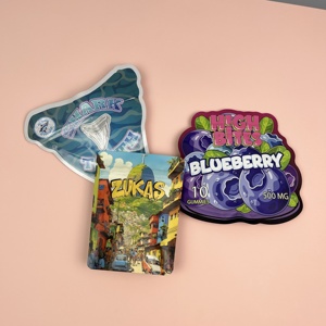 Bolsa con cremallera Mylar de 3,5g con forma personalizada, bolsa de plástico con impresión Digital a prueba de olores para caramelos y gomitas troqueladas - Product Image 2
