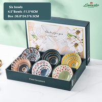Coffret Cadeau en Gros, Ensemble de Bols en Céramique Bleu et Blanc Porcelaine Bohème (2, 4, 6 Pièces) pour Fête de Mariage avec Baguettes