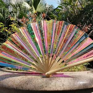 Abanico de Mano de PVC Extra Grande para Promoción de Bodas, Diseño Personalizado, Estilo Encantador, Regalo Empresarial, Patrón Personalizado, Material PP - Product Image 5