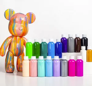 Pintura acrílica para verter, 60ml embotellada de pintura líquida, pintura para estudiantes y niños, pintura creativa de oso fluido pintada a mano DIY