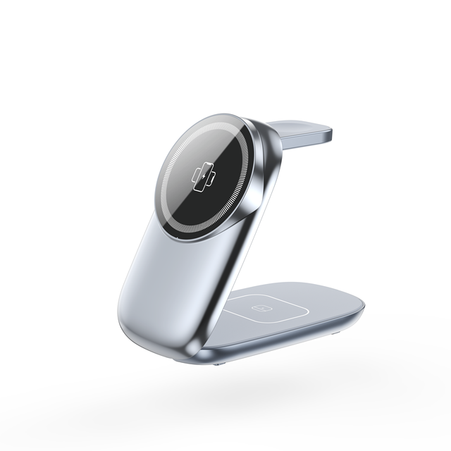 Multi-functional Folding Magnetic 3-in-1 Wireless Charger Stand with QC3.0 and Type-C Port for Mobile Phone & Smart Watch