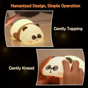 Lampu malam tidur di perut Panda untuk anak, lampu meja LED isi ulang daya USB Sentuh lampu Panda silikon lucu - Product Image 3