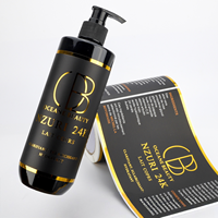 Étiquette autocollante 3D en relief doré métallisé pour bouteille cosmétique, étiquette tactile imperméable pour soins de la peau