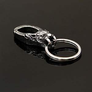 Yunnique – porte-clés tête de tigre en acier inoxydable, pendentif animal créatif pour hommes, porte-clés de voiture, boucle de bijoux - Product Image 4