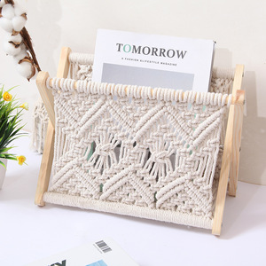 Nordic Cotton Rope Woven Magazine Rack Storage <b>Shelf</b> For Books <b>Desktop</b> Organizer Photo Prop - Product Image 1