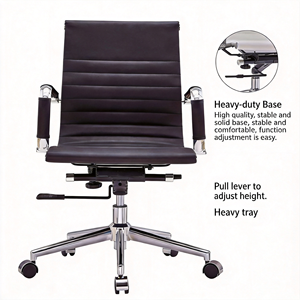 <span class=keywords><strong>Silla</strong></span> de <span class=keywords><strong>Oficina</strong></span> Ergonómica Moderna con Respaldo Medio, Cuero PU, Giratoria, Ajustable, con Cojín Confortable para Conferencias y Tareas Ejecutivas - Product Image 4