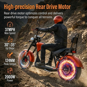eAhora M1P Moto électrique pour adultes, style chopper, deux roues, batterie au lithium, conduite urbaine, rouge - Product Image 2
