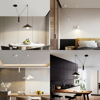 Suspension moderne réglable en fer avec poulie centrale E27 pour salle à manger, cuisine, café, avec température de couleur 3000K, 4000K, 6000K
