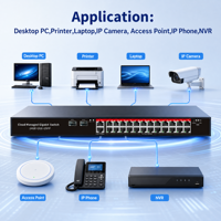 Commutateur PoE Gigabit géré par Web, facile et intelligent, 4/8/16/24 ports avec 2 ports SFP Uplink