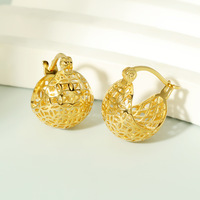 Boucles d'oreilles créoles Huggie haut de gamme en argent sterling S925 plaqué or 18 carats, motif filigrane, style Ins, luxe léger, vente en gros, Bijoux Pendientes