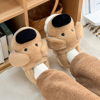 VEILISR Vente en gros de pantoufles en peluche avec logo personnalisé pour chiens chaussures d'intérieur en peluche pour animaux chaussures de maison chaudes en peluche pour femmes
