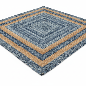 DIVTIK DECOR Modern Floral Design Eco-Friendly Non-Slip Flat Pile Machine Made Jute Cotton Denim Braided <b>Rugs</b> Rectangle Home - Product Image 2