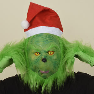 Costume de monstre vert <span class=keywords><strong>Grinch</strong></span> pour adultes, masque et couvre-chef pour fête de Noël, accessoires de costume, costumes de jeu - Product Image 4