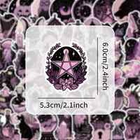50 autocollants gothiques d'Halloween par sac, autocollants en vinyle imperméables personnalisés, pack d'autocollants décoratifs violets, journal, scrapbooking, ordinateur portable, kawaii