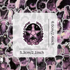 50 autocollants gothiques d'Halloween par sac, autocollants en vinyle imperméables personnalisés, pack d'autocollants décoratifs violets, journal, scrapbooking, ordinateur portable, kawaii - Product Image 2