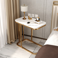 Table d'appoint moderne à un seul niveau avec pieds en métal pour salon, salle à manger, cuisine, maison, villa - Table console de luxe