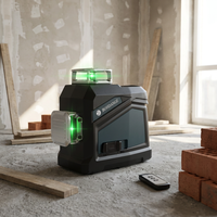DEGLASERS Meilleur Prix Niveau Laser Croisé 360 Degrés Vert 3D 12 Lignes DIY Intérieur/Extérieur Super Lumineux IP54 Étanche Li-Ion