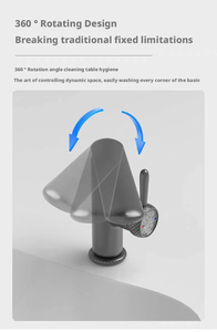 Grifo Monomando de Agua Fría y Caliente con Doble Control y Rotación, Grifo de Lavabo de Cobre Macizo en Oro Rosa, Grifo de Lujo para Baño - Product Image 4