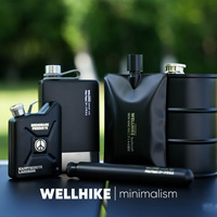 WELLHIKE Gourdes et Calessons de Camping Minimalistes en Acier Inoxydable 304, Formes Carrées Uniques, pour Vin et Kérène
