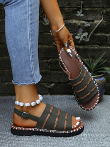 Sandales d'été vintage tissées pour femmes, trois couleurs au choix, boucle arrière réglable, plateforme confortable, chaussures de marche en plein air - Product Image 4