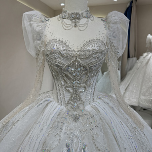 Đối với jancember dw0032 bóng áo choàng váy cưới backless tua Rhinestone Puff tay áo <span class=keywords><strong>plett</strong></span> trang trí chống tĩnh tự nhiên eo Đảng - Product Image 2