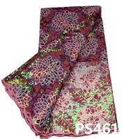 Vente d'usine de tissu de dentelle à paillettes colorées de qualité supérieure