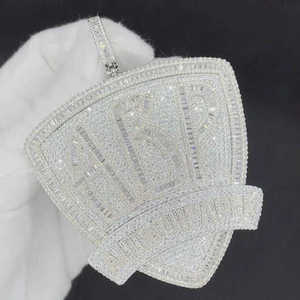 Colgante Clásico de Moissanita y Diamantes Estilo Hip Hop, Plata de Ley 925, Joyería Elegante con Incrustaciones para Fiestas Casuales, Bodas, Aniversarios, Regalo - Product Image 3