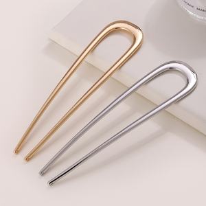 Dames Goud Eenvoudige Mode Grote 14Cm U-Vormige Metalen Haarspeld Nieuwe Groothandel Legering Haarvorken - Product Image 3