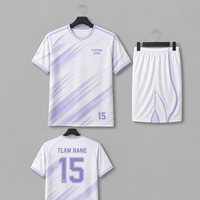 Seragam Sepak Bola Kustom OEM Lengan Pendek 160g Ringan Bahan Polyester Bernapas untuk Tim Pemain dengan Transfer Panas