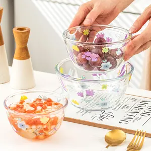 大尺寸服务微波炉碗水果沙拉蔬菜透明玻璃碗甜点